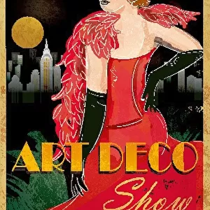 Art Deco style vintage advertisement poster template