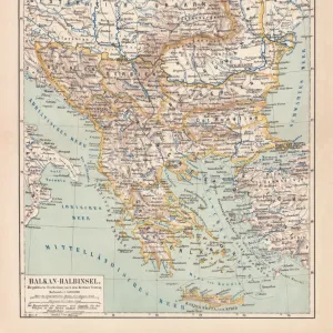 Balkan Peninsula in 1878, lithograph