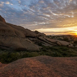 Beautiful Sunrise over the red granite rocks of Spitzkoppe in the Erongo Region of Namibia