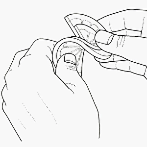 Black and white illustration of twisting lemon slices together
