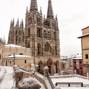 Burgos. Cathedral covered in snow