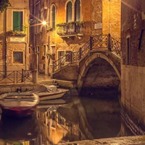 Canal in Venice in the night