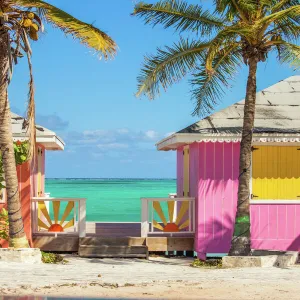 Colorful buildings on the Turks and Caicos islands