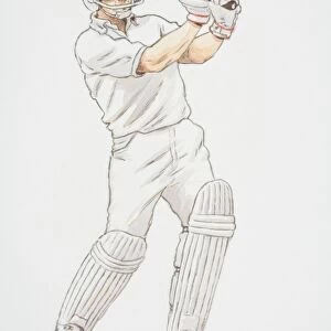 Cricket player swinging his bat
