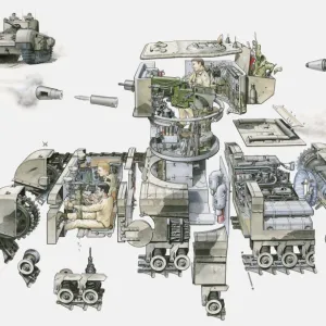 Cross section illustration of World War Two British Churchill MK VII tank