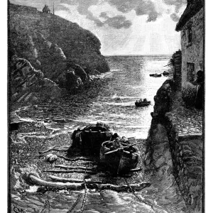 Cadgwith Cove England 1884 Engraving Print Cadgwith Cove England 1884 Engraving Print