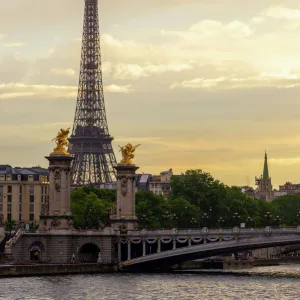 Eiffel tower and Pont Alexandre III