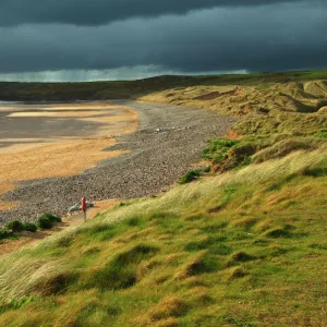 Freshwater West beach on the Pembrokeshire coastal path in Southwest Wales