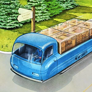 Futuristic Truck Moving Boxes