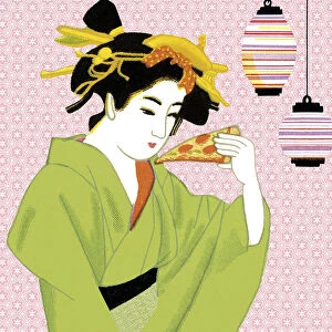 Geisha Eating Pizza