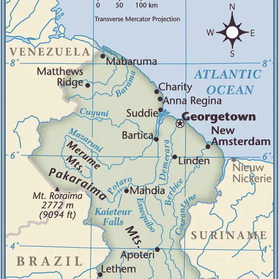 Guyana country map