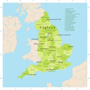 Highly detailed vector map of England
