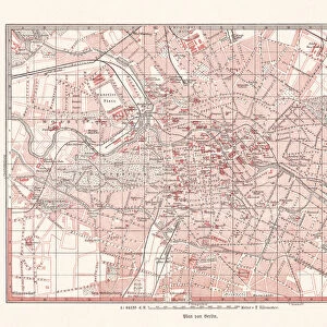 Historical city map of Berlin, Germany, lithograph, published in 1893