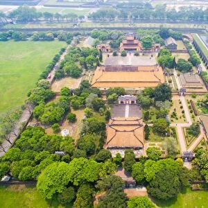 Hue Imperial Royal Palace from drone. Hue, Vietnam