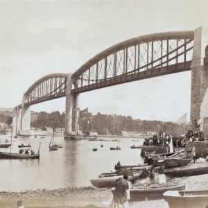 Newly Built Bridge Print: Royal Albert Bridge at Saltash, Cornwall Newly Built Bridge Print: Royal Albert Bridge at Saltash, Cornwall
