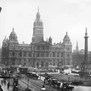 Print of Glasgow Centre circa 1900: George Square with City Chambers Print of Glasgow Centre circa 1900: George Square with City Chambers