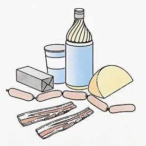 Illustration of raw breakfast ingredients