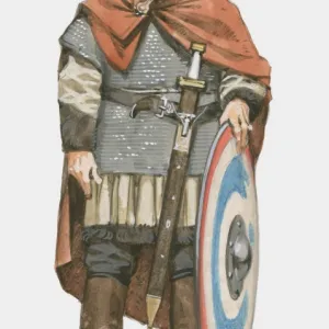 Illustration of Visigoth with sword and shield