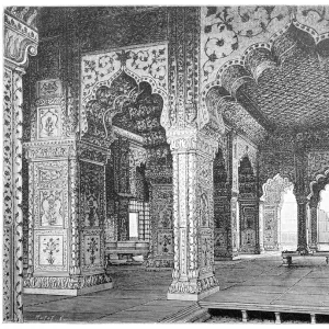 Interior of a hall in the palace of the Mughal kings in Delhi