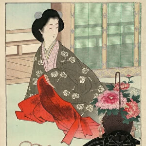 Japanese Woodblock Print, Interior Scene