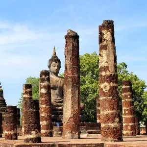 Landscape of Wat Mahathat temple Sukhothai Thailand