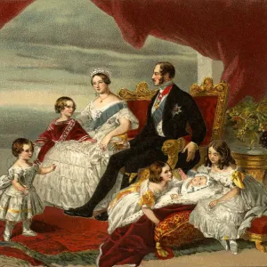 Queen Victoria and Family Print, Late 19th Century Engraving
