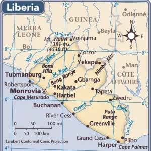 Liberia country map