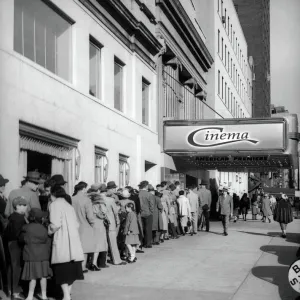 Line at movie theatre, NYC (vintage)