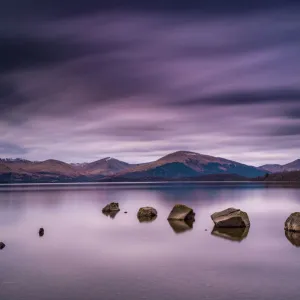 Loch Lomond, Milarrochy Bay rocks, Scottish Highlands. UK