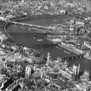 London From The Air the Palace of Westminster at lower right and County Hall at centre right