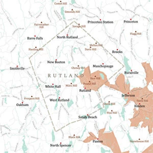 MA Worcester Rutland Vector Road Map