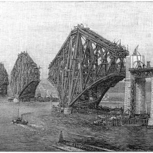 Forth Bridge Construction Print - Antique Illustration Forth Bridge Construction Print - Antique Illustration