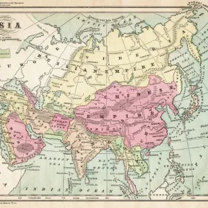 1875 Asia Map Print by James Monteith 1875 Asia Map Print by James Monteith