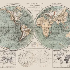 1869 World Map Print from Cornell's Grammar School Geography 1869 World Map Print from Cornell's Grammar School Geography