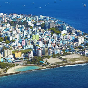 Maldives, aerial view of the capital Male