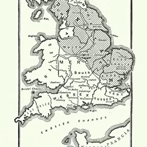 Map of Anglo-Saxon Kingdoms and the Danelaw, 9th Century