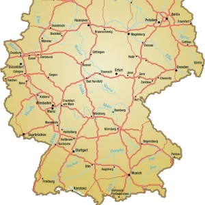 Map of Germany with all names of the main cities