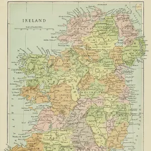 Pillow of MAP IRELAND, 1851. An engraved map of Ireland, 1851
