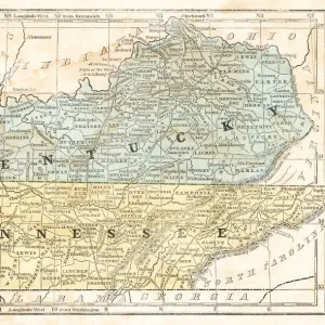 Map of Kentucky and Tennessee 1855