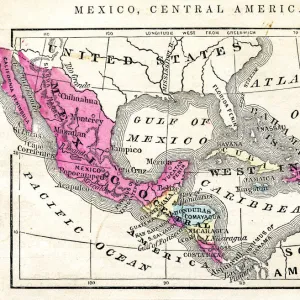 Map of Mexico and Central America 1871