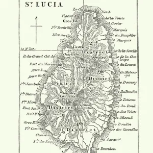 Map of Saint Lucia, 19th Century