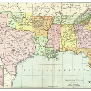 Map of Southern States USA 1895