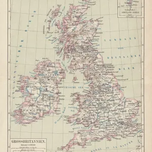 1876 British Isles Lithograph Print