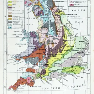 Antique Geological Map of England and Wales Print