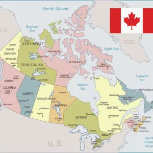 Colored Map Print of Canada, January 10, 2016 Colored Map Print of Canada, January 10, 2016