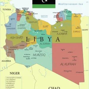 Reference Map of Libya Print: North African Nation