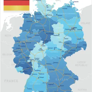 Germany Road Map Print: Highly Detailed Reference Map Germany Road Map Print: Highly Detailed Reference Map