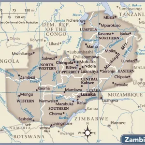 Zambia Country Map Print 2011 Reference Edition Zambia Country Map Print 2011 Reference Edition