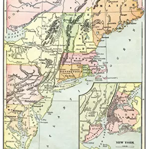Map of the USA Northeastern section 1897