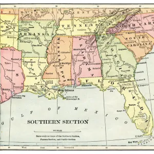 Map of USA southern states 1897